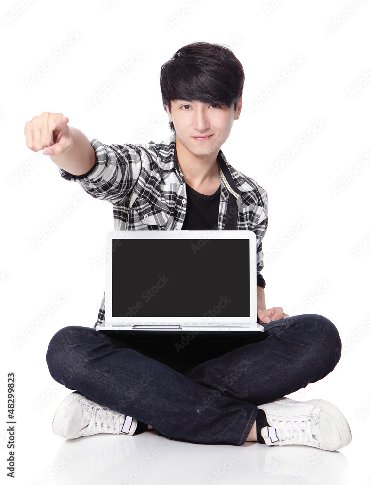 Young man using a laptop