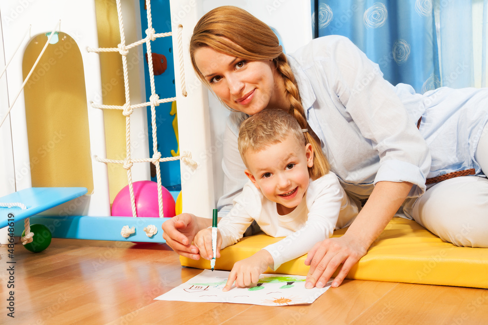 Mother and child drawing