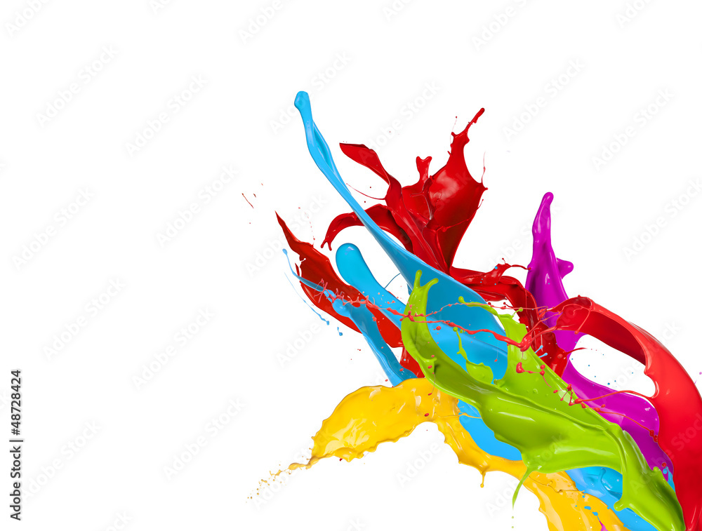  Colored paint splashes isolated on white background