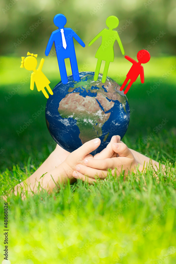 Earth in children`s hands