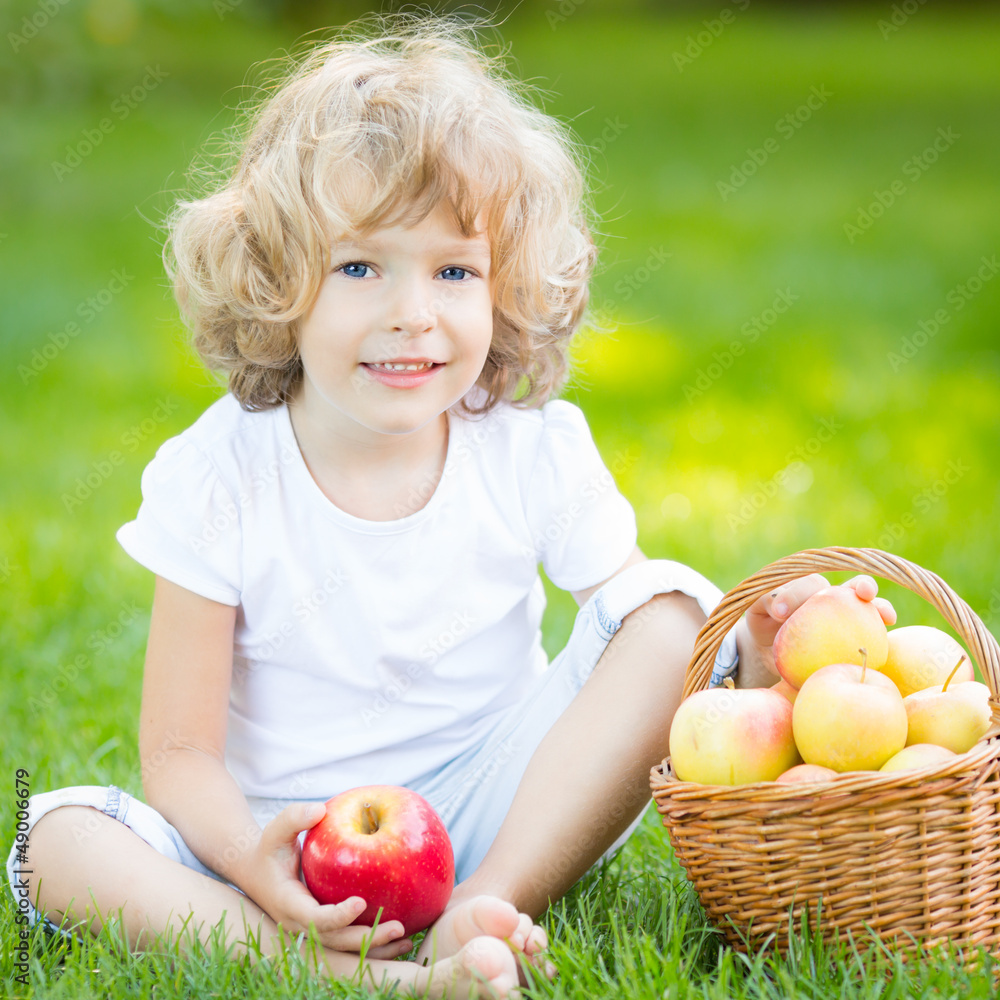 Child having picnic