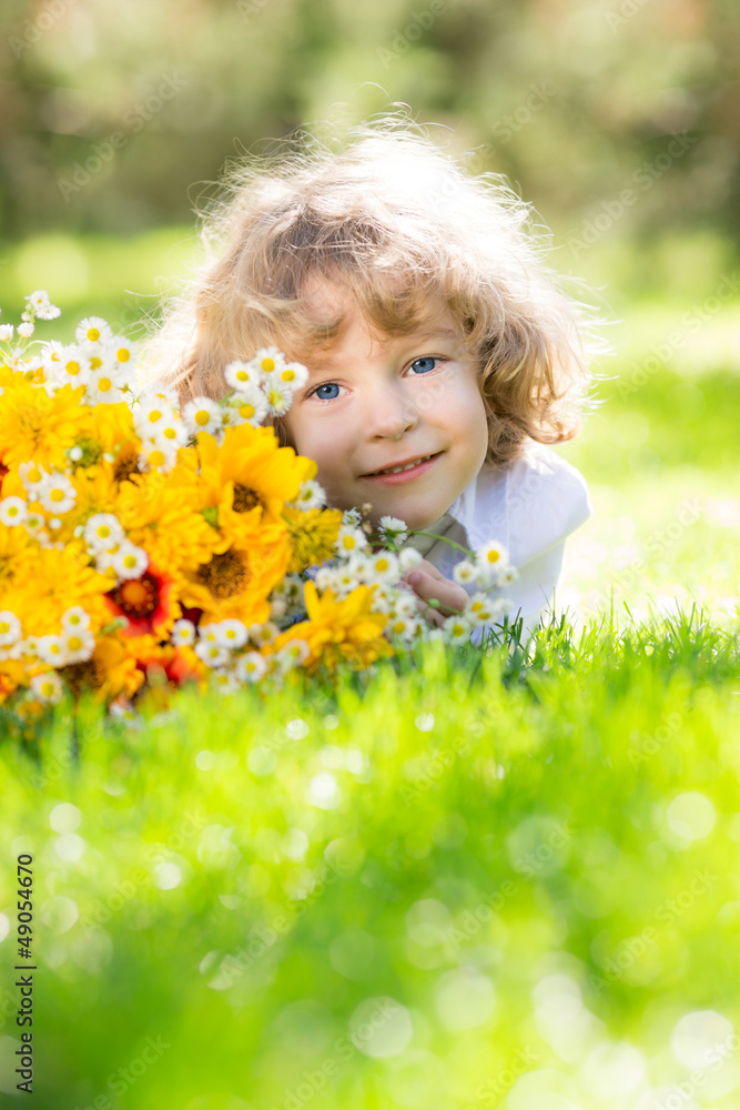 Child with bouquet