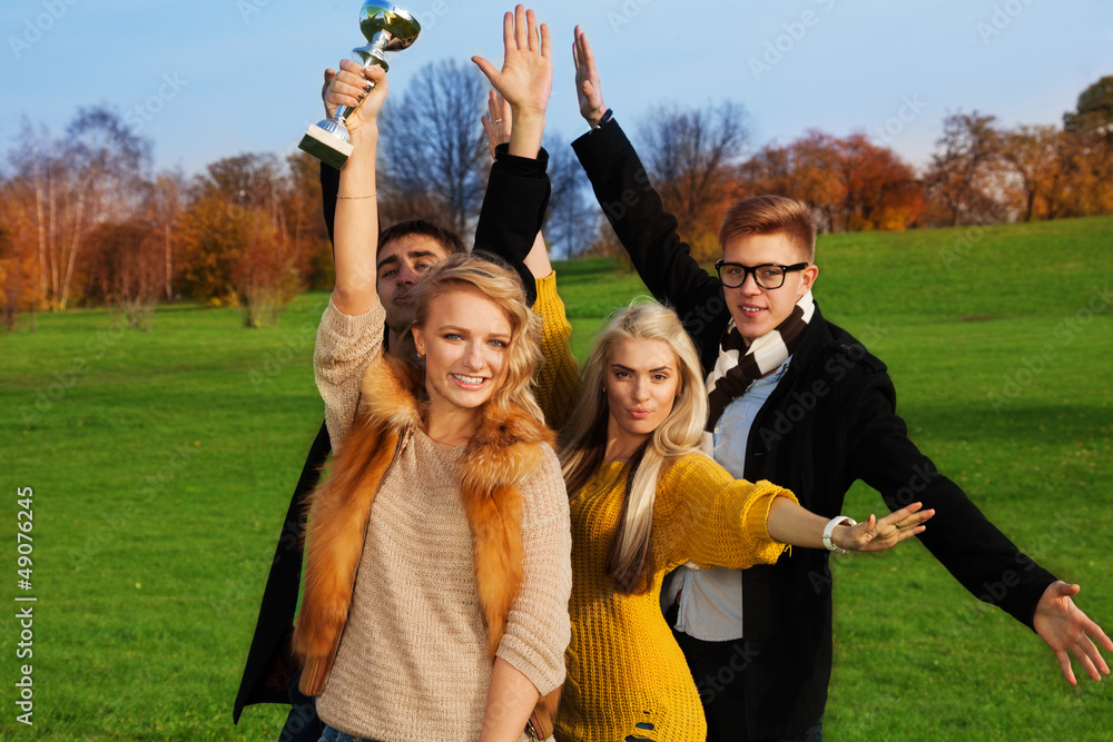 A group of students celebrating