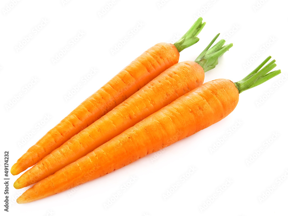 fresh carrots isolated on white background