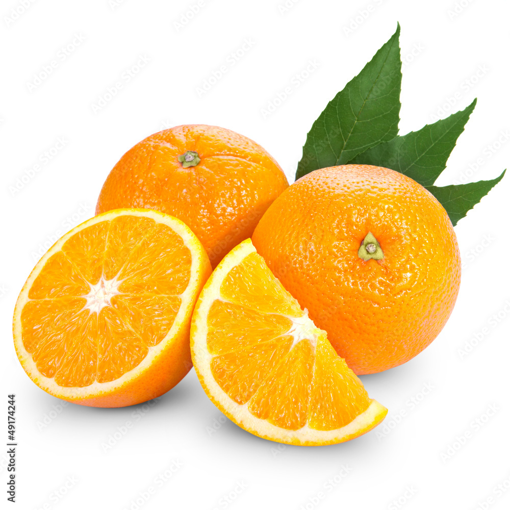 Orange fruit isolated on white background