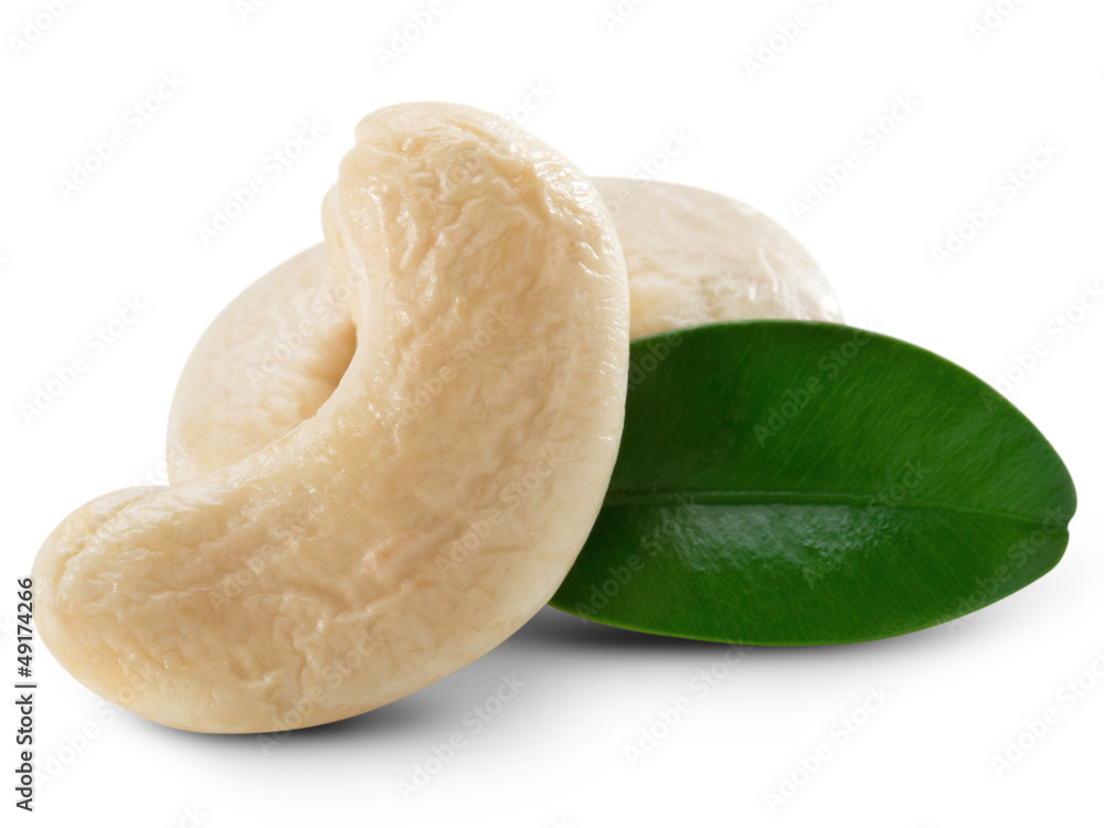 Cashew nuts isolated on white background + Clipping Path