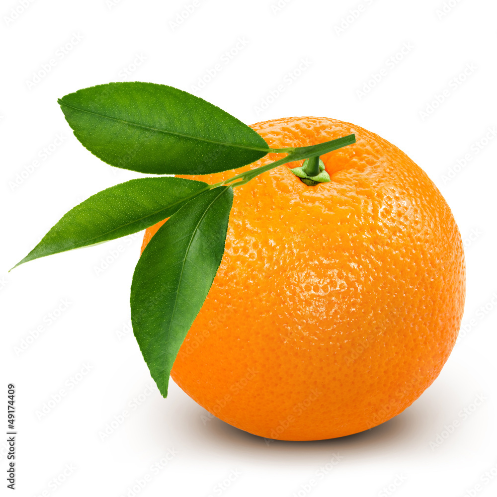 Ripe orange isolated on white background + Clipping Path