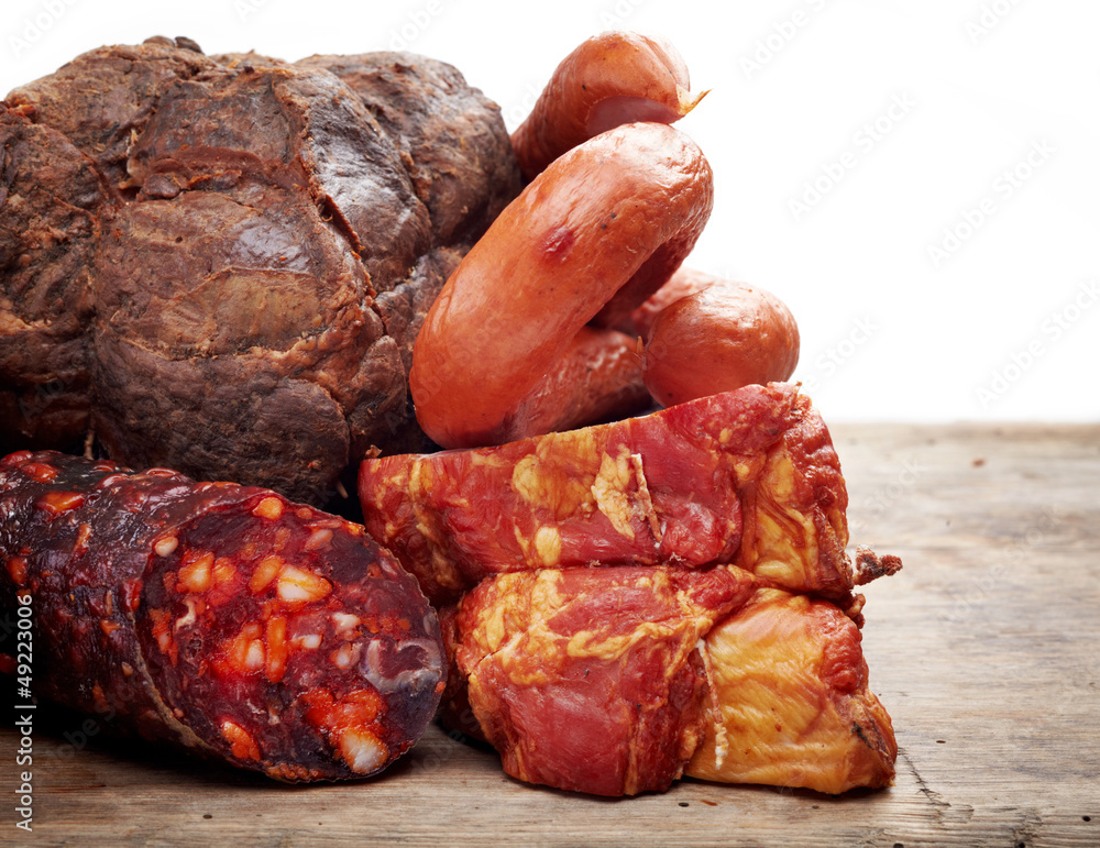 smoked meat and sausages