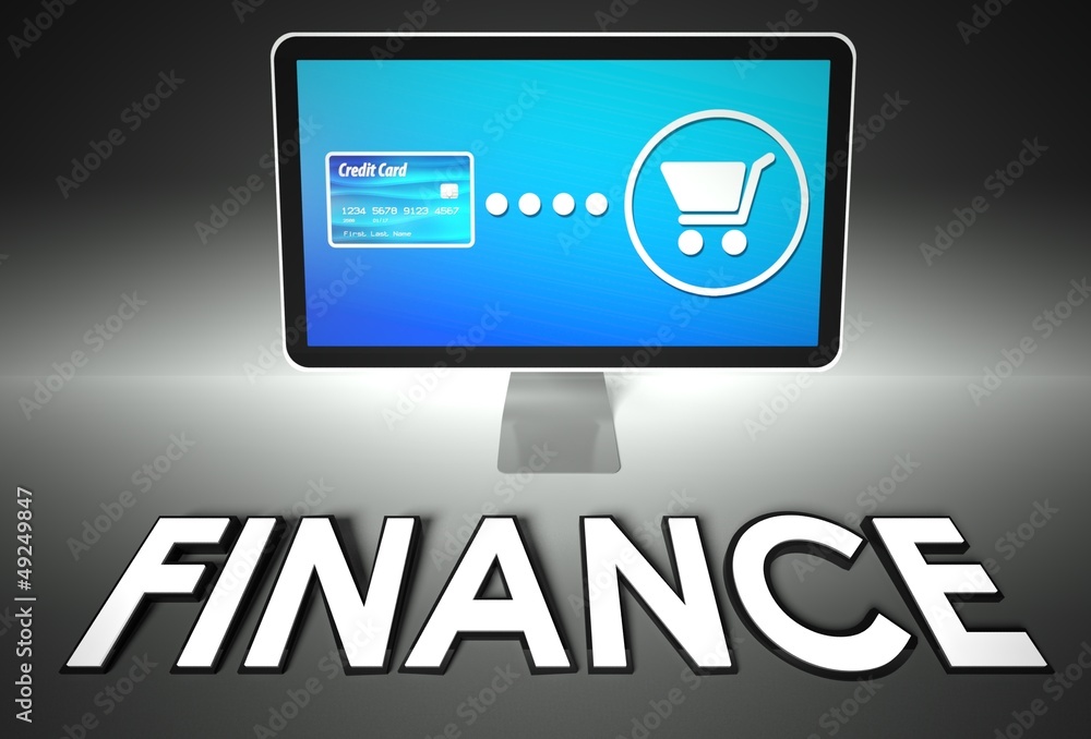 Screen and buying with word Finance, Business