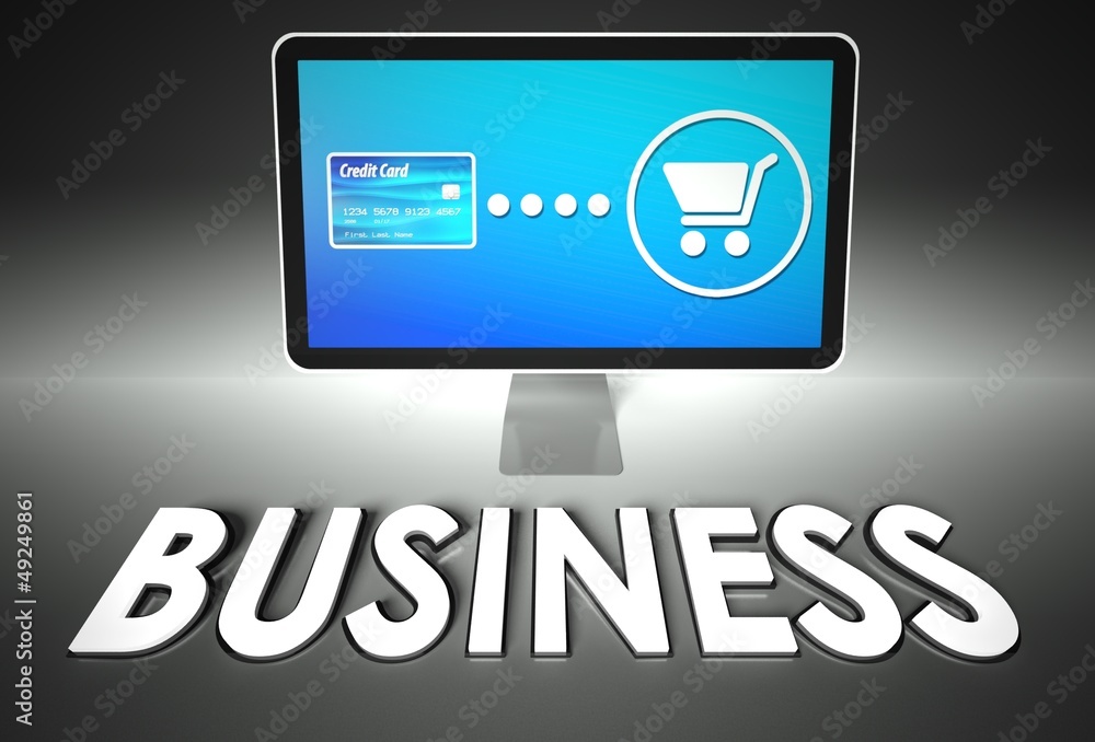 Screen and buying with word Business, E-commerce