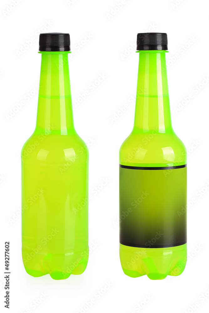 green beverage bottles