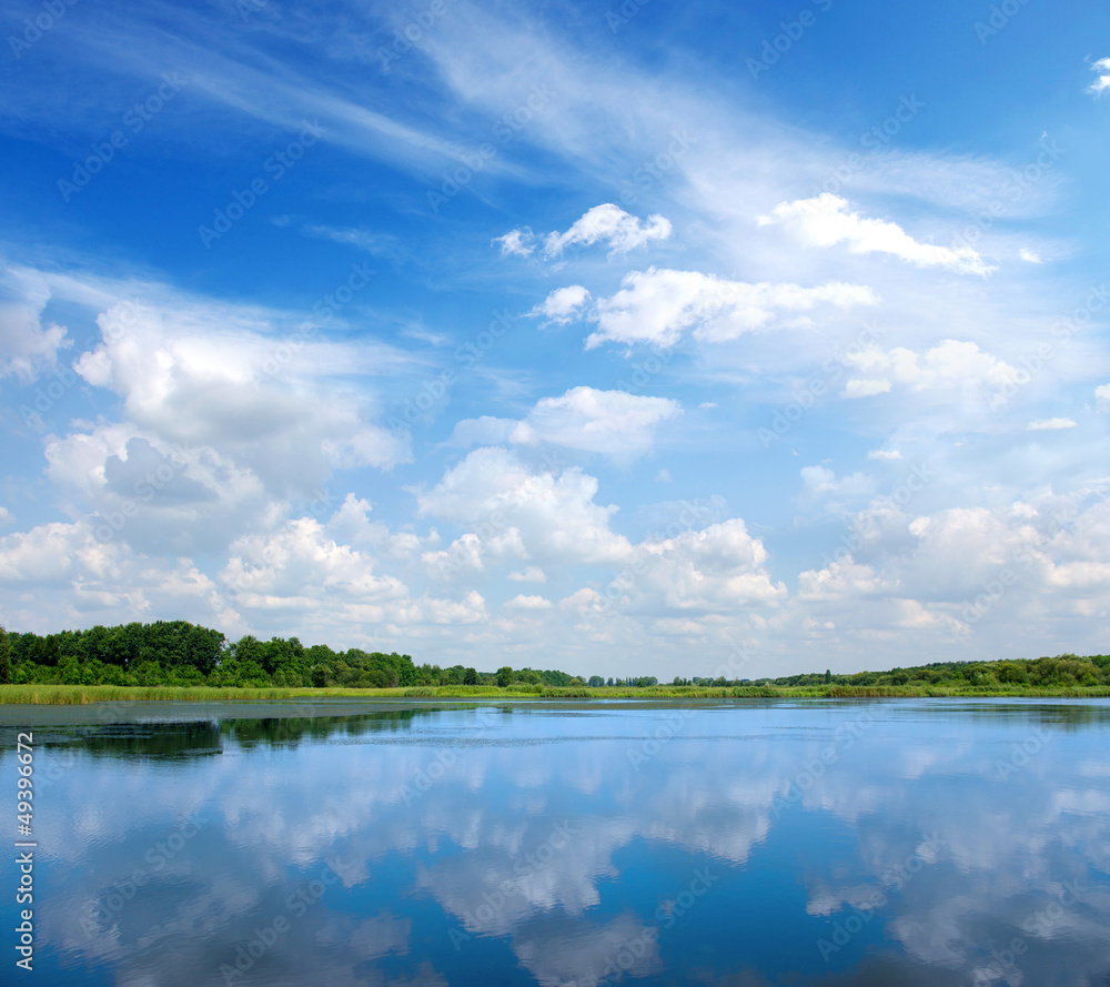 river and blue sky