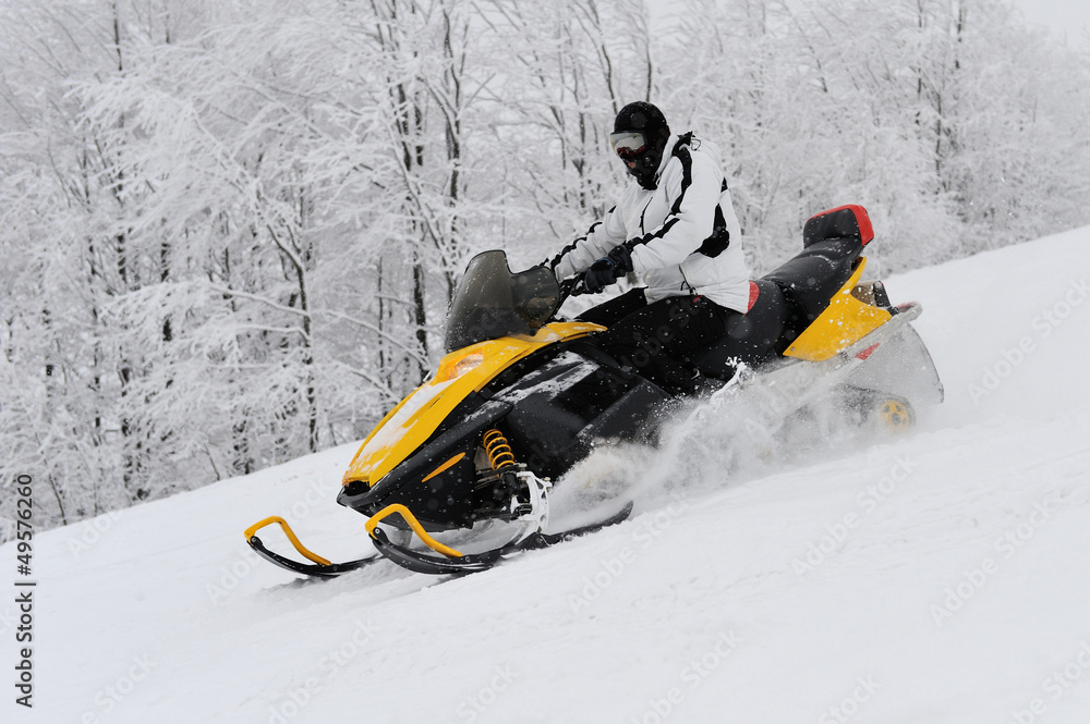 Man on snowmobile