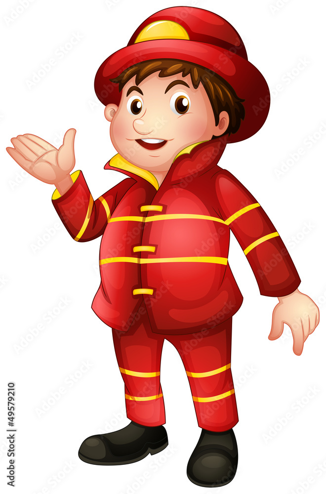 A fireman with a complete uniform