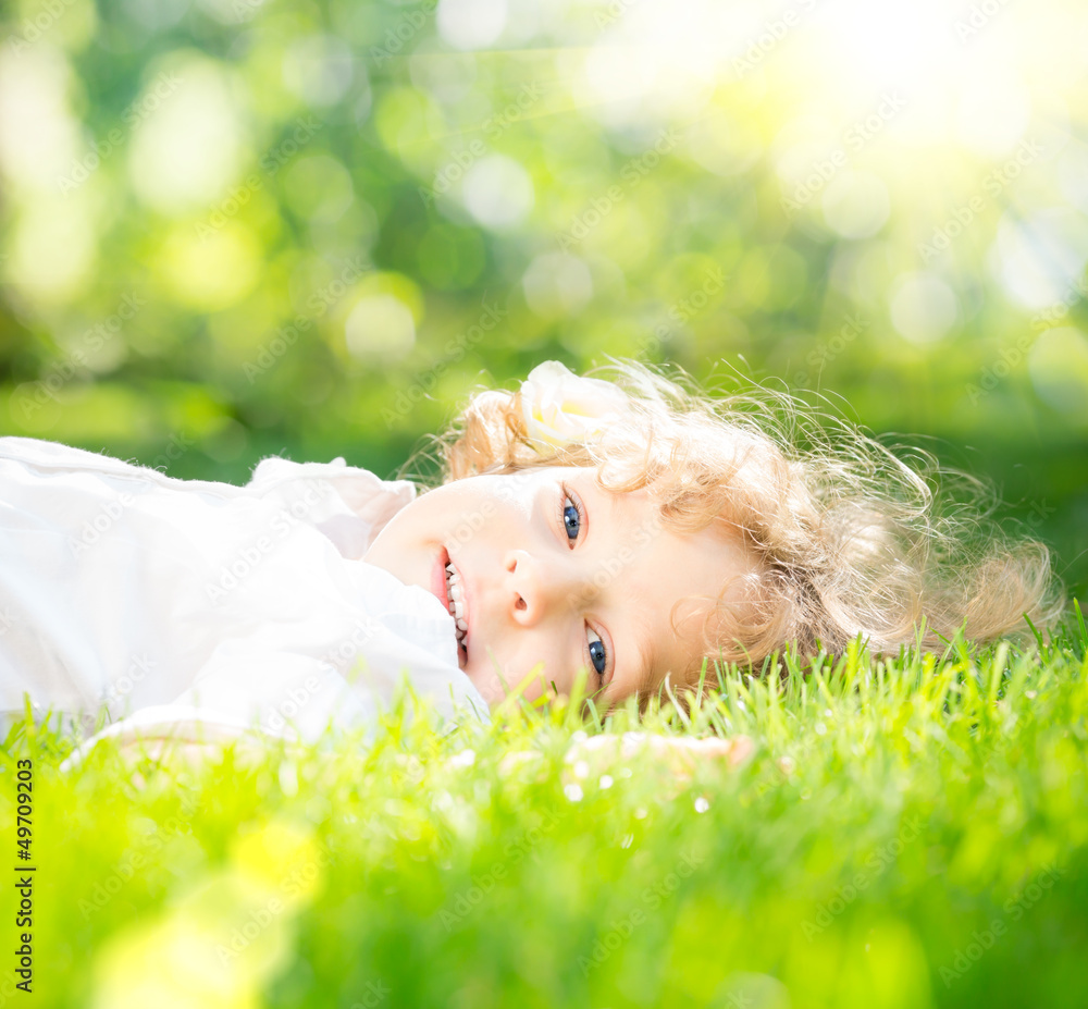 Child in spring park