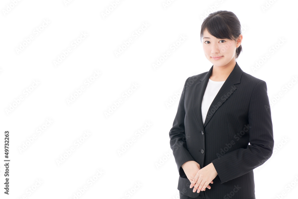 a young businesswoman on white background