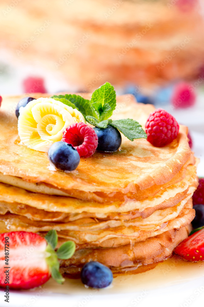 Pancake. Crepes With Berries. Pancakes stack