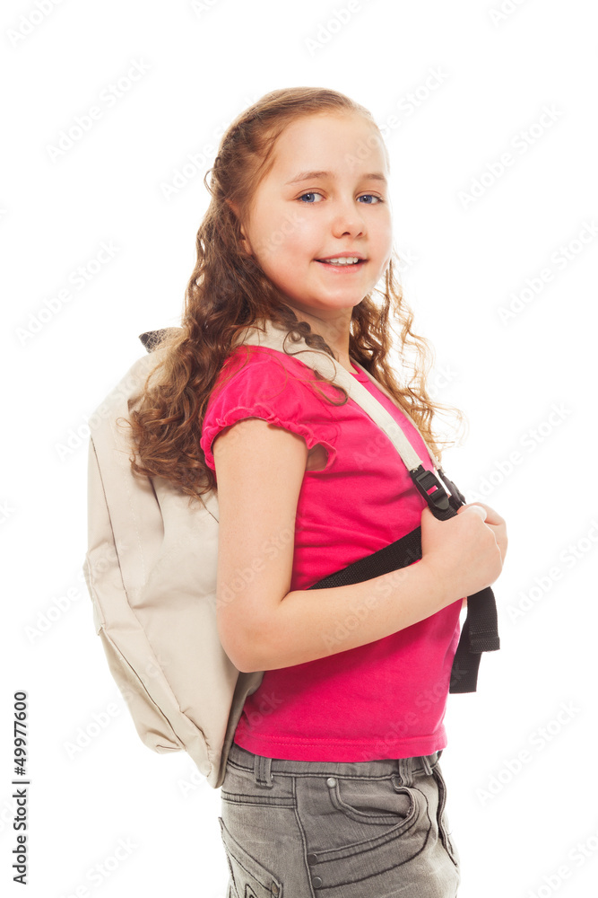 Smiling girl with rucksack