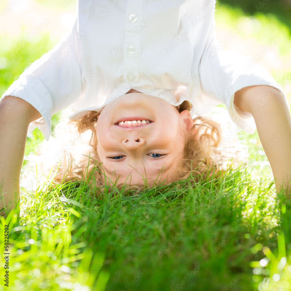 Active kid playing outdoors