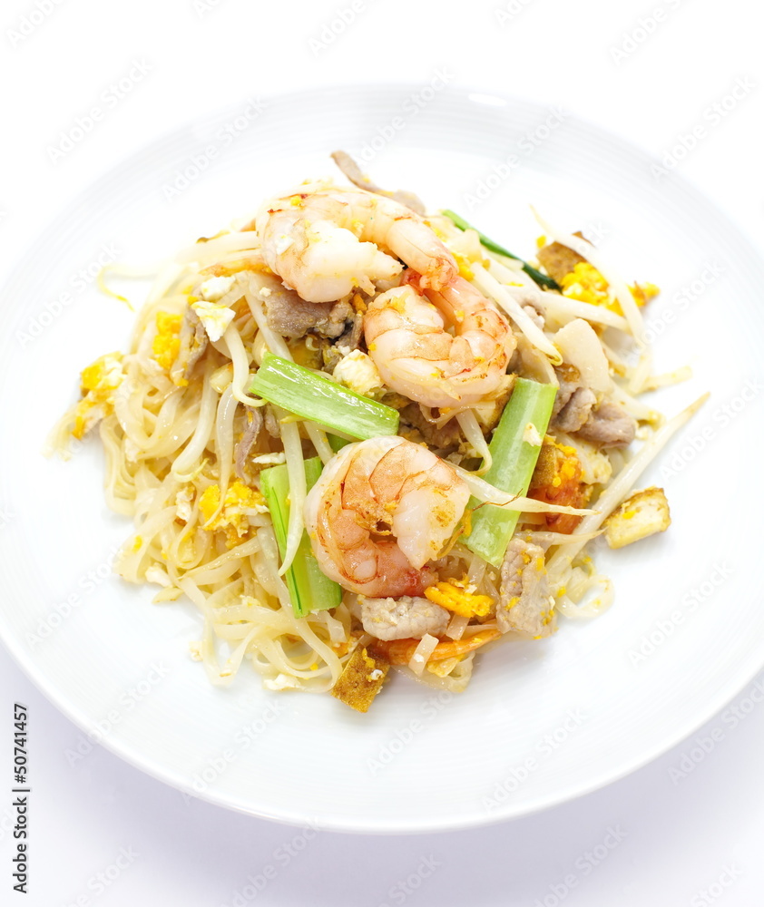 Thai food Pad thai , Stir fried noodles with shrimp