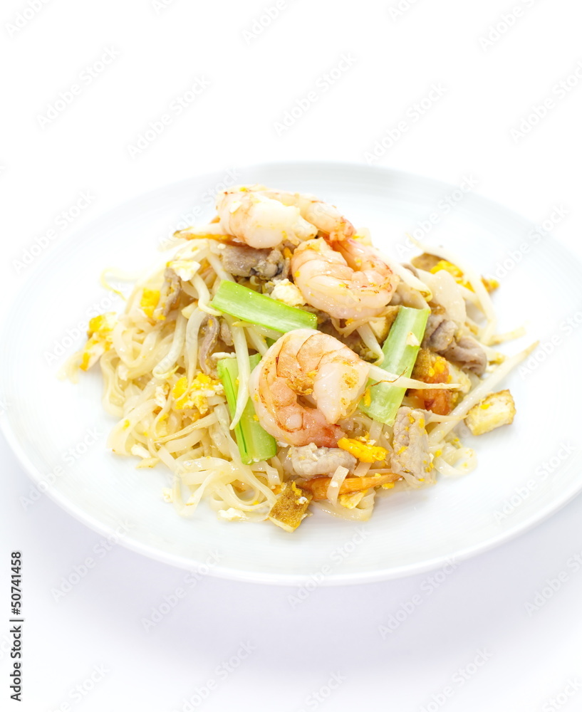 Thai food Pad thai , Stir fried noodles with shrimp