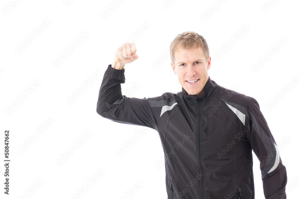 a young sporty man on white background