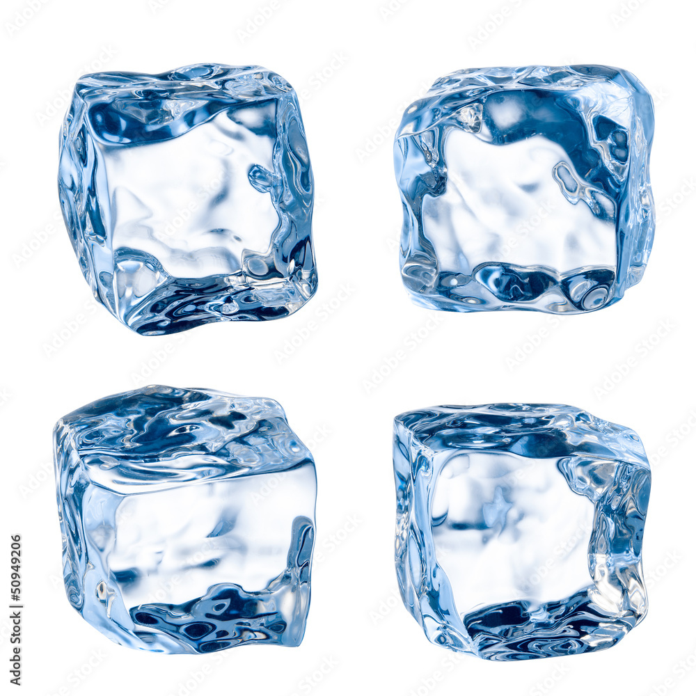 Cubes of ice on a white background. With clipping path