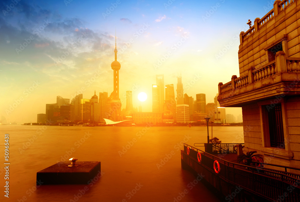 China Shanghai Sunrise Landscape