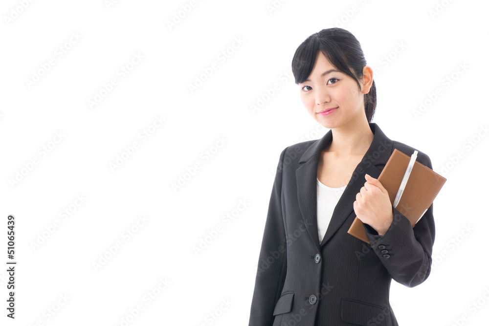 a young asian businesswoman on white background