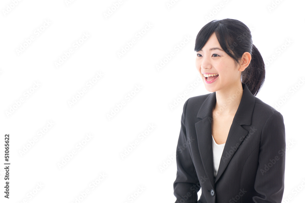 a young asian businesswoman on white background