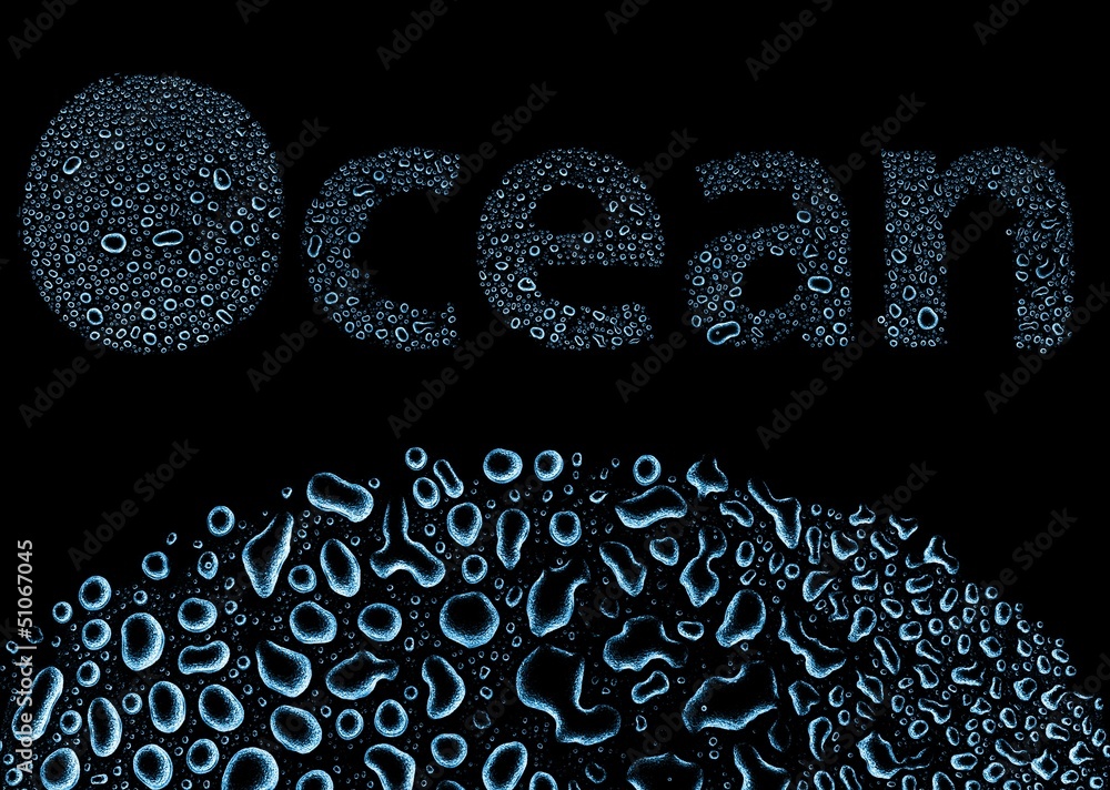 Ocean made of water drops, background on black