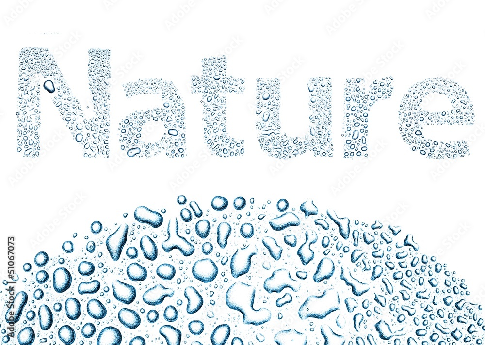 Nature made of water drops, background on white