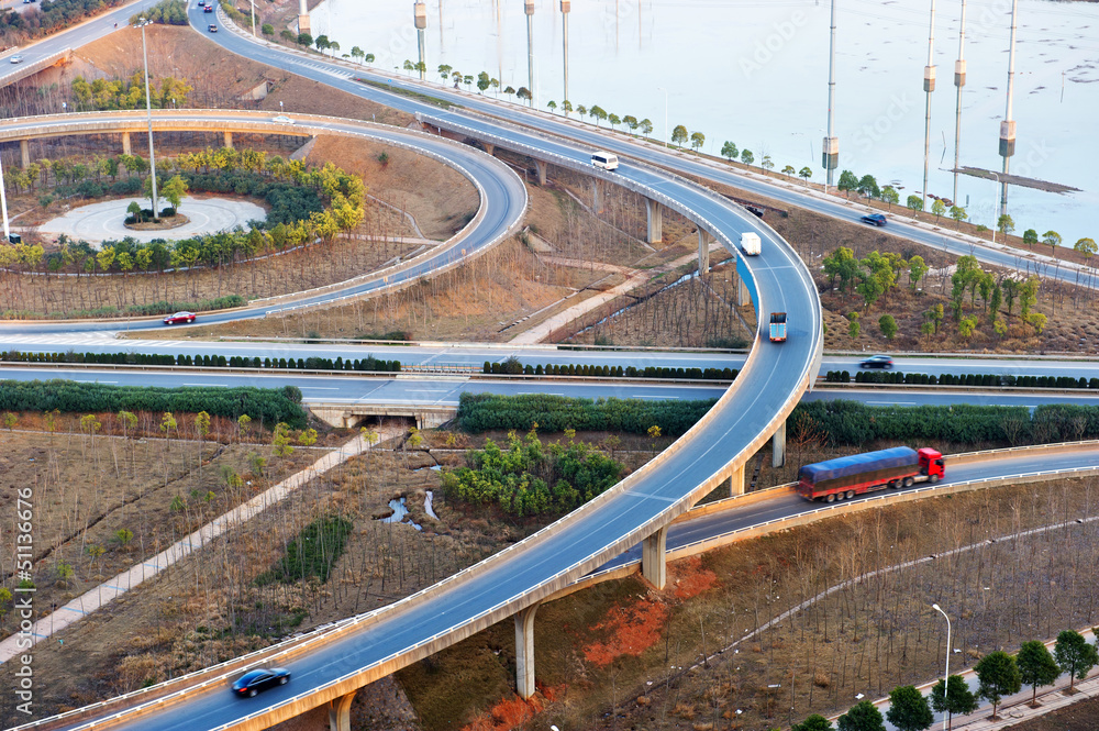 concrete road curve of viaduct in shanghai china outdoor