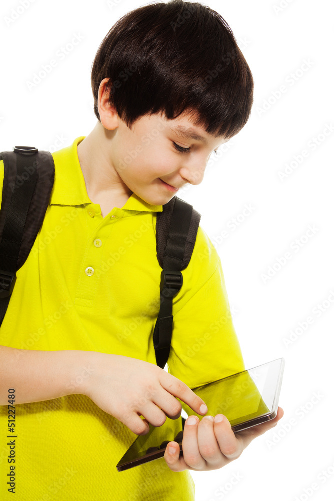 Boy using tablet computer