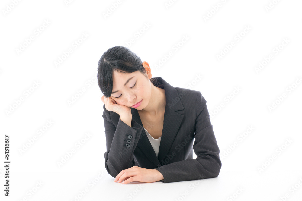 a young asian businesswoman on white background