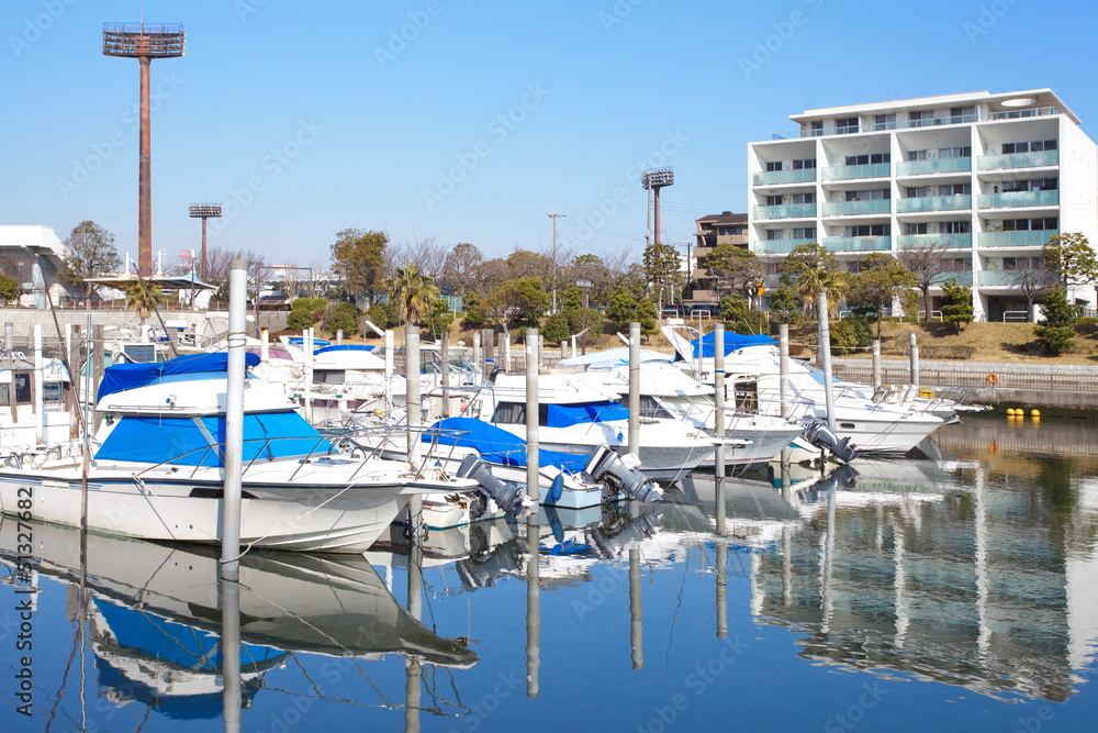 Docked boat in port