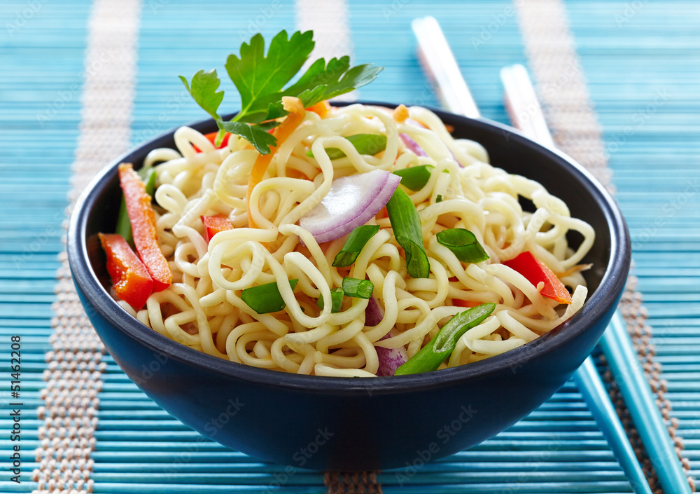 bowl of chinese noodles with vegetables