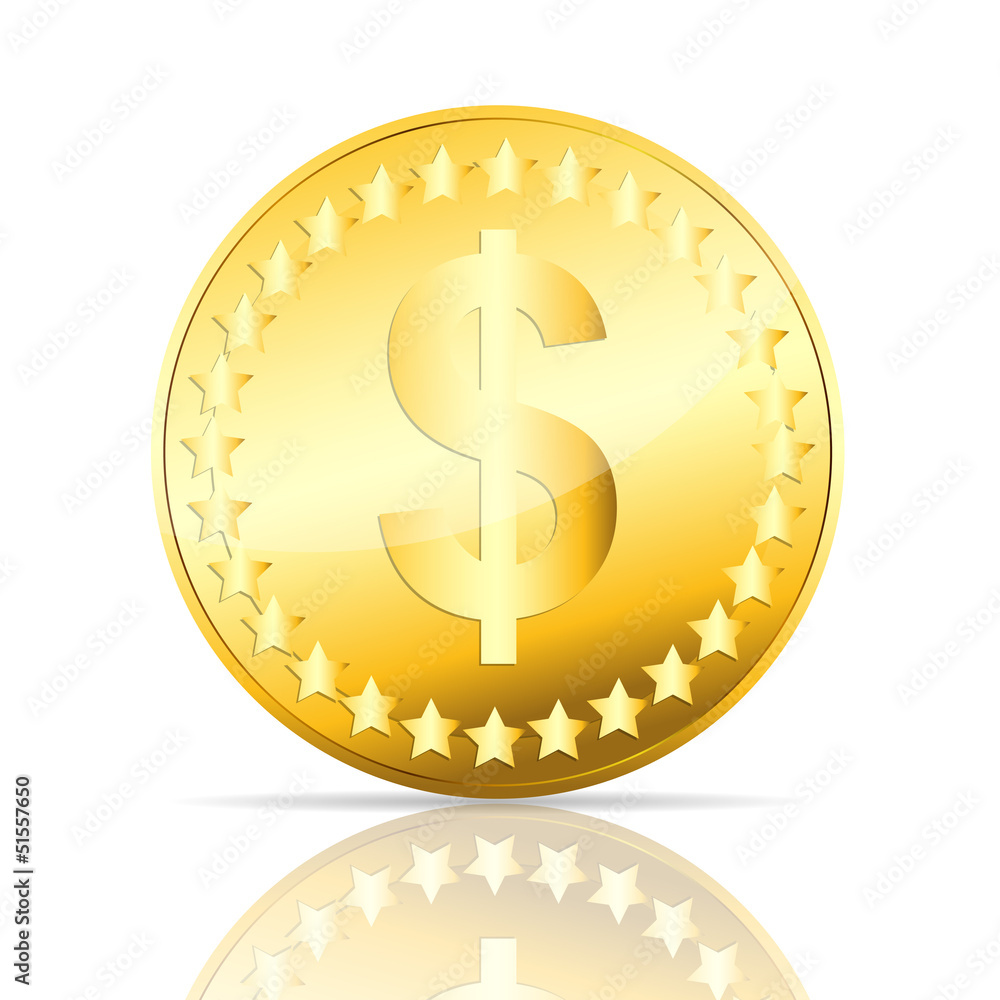 gold coin vector illustration on white