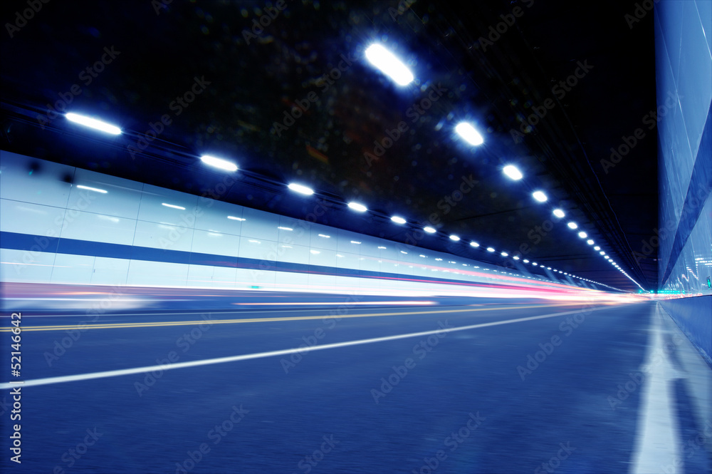 Abstract speed motion in urban highway road tunnel