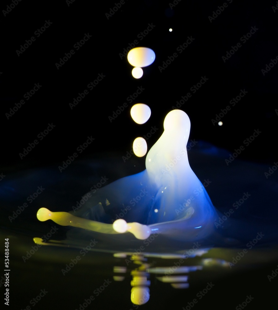 Milk splash and flying drops, abstract liquid