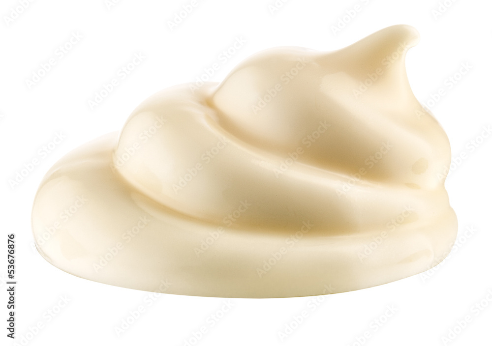 Curl of mayonnaise on white background. Clipping path.