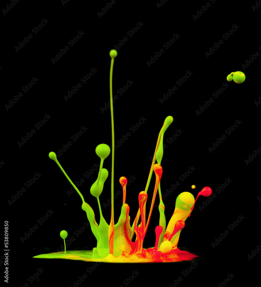 Colored splashes isolated on black background