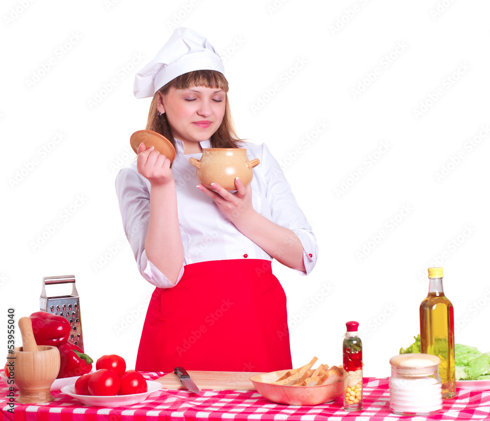 attractive woman cooking