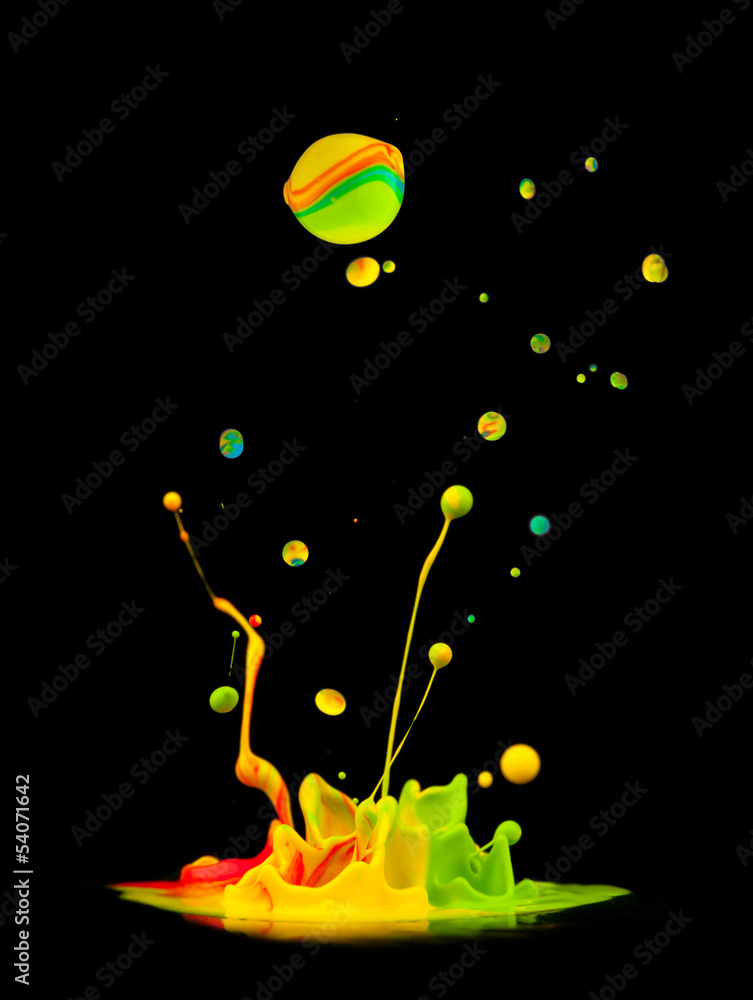 Colored splashes isolated on black background