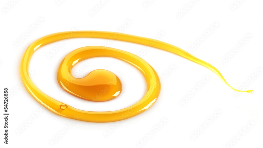 maple syrup swirl on white background