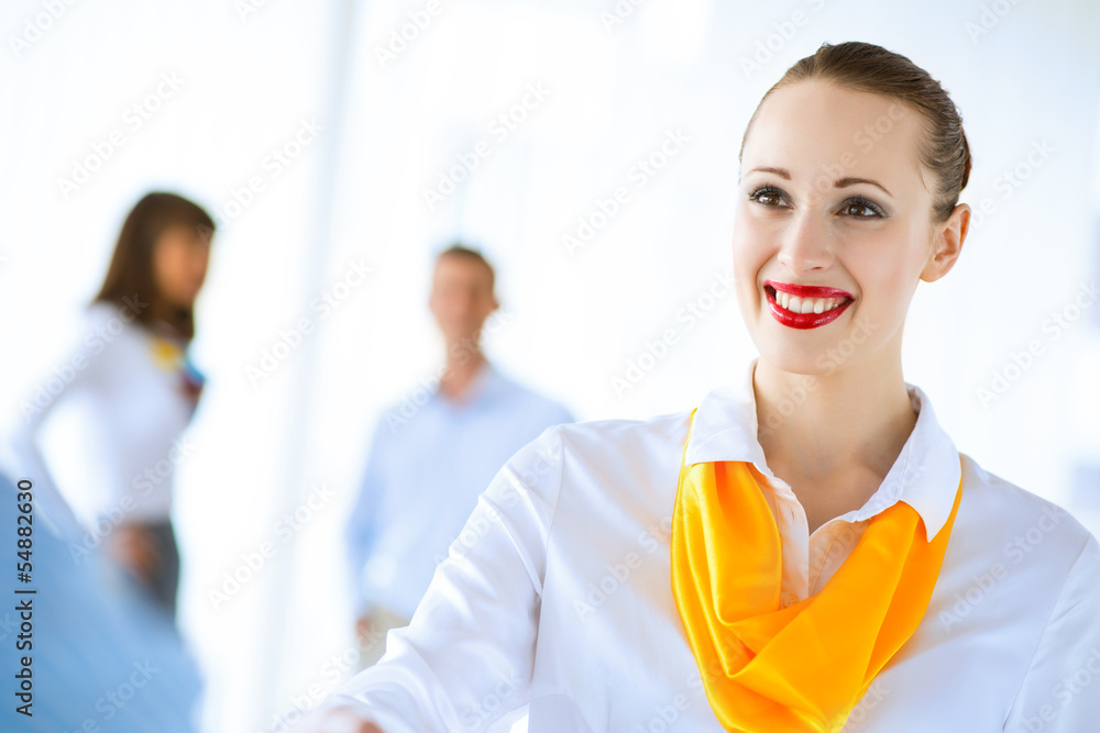 business woman shaking hands with a client