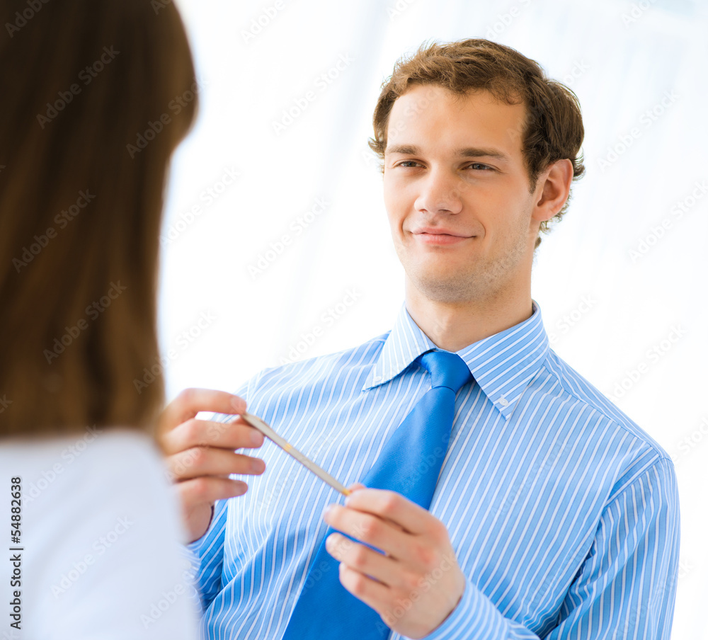 Young businessman doing interviews