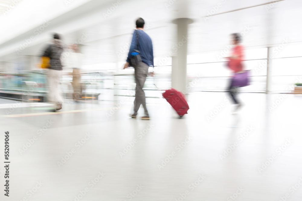 Motion blurred commuters At the Subway Station