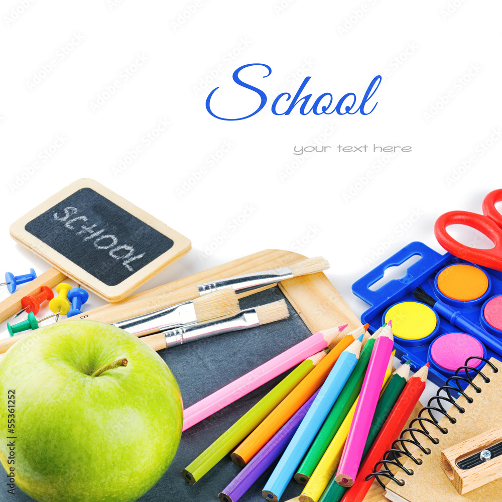 Colorful school supplies