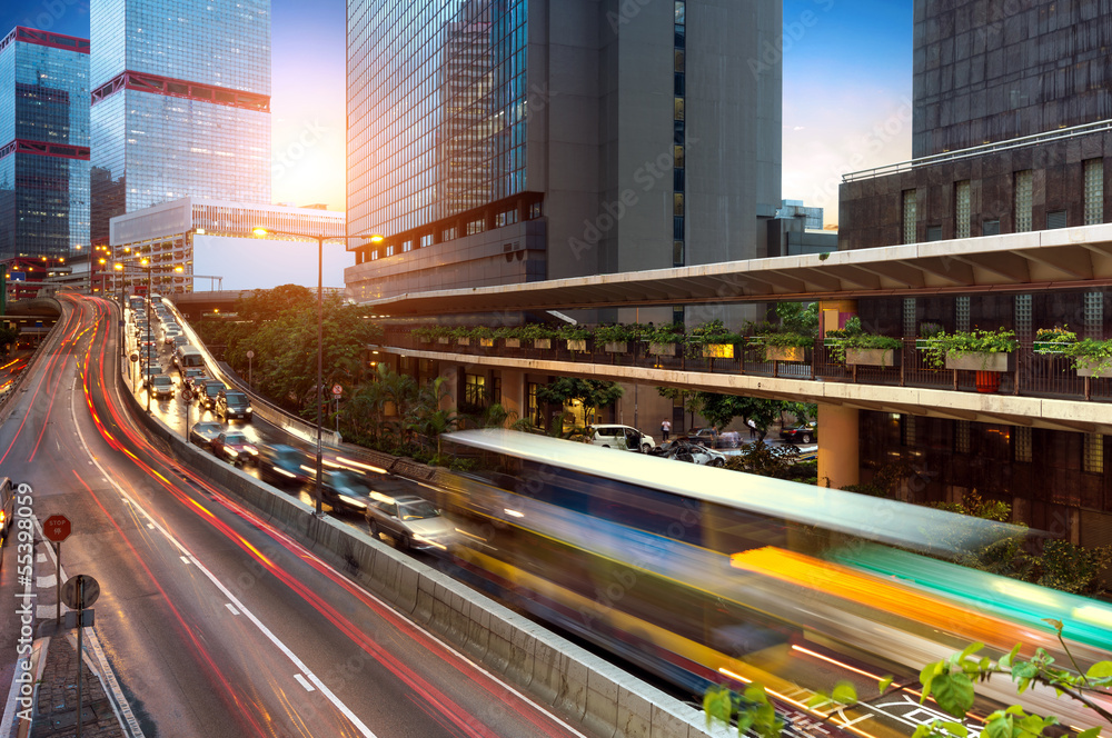 traffic in city at night